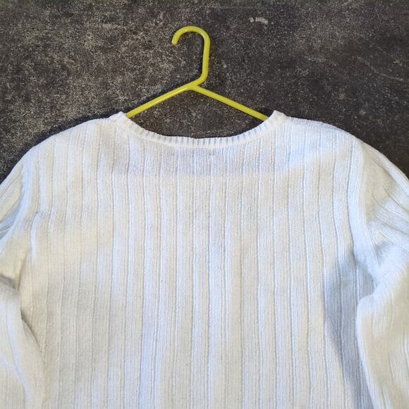 Vintage Alfred Dunner Sweater Womens L White Floral Embroidered Cottage Knit - Picture 4 of 8